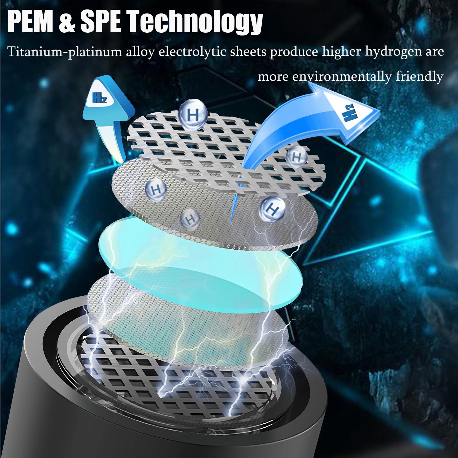 Bouteille D'eau Hydrogène Amzany 6000ppB – Rechargeable, écran LED, Grise