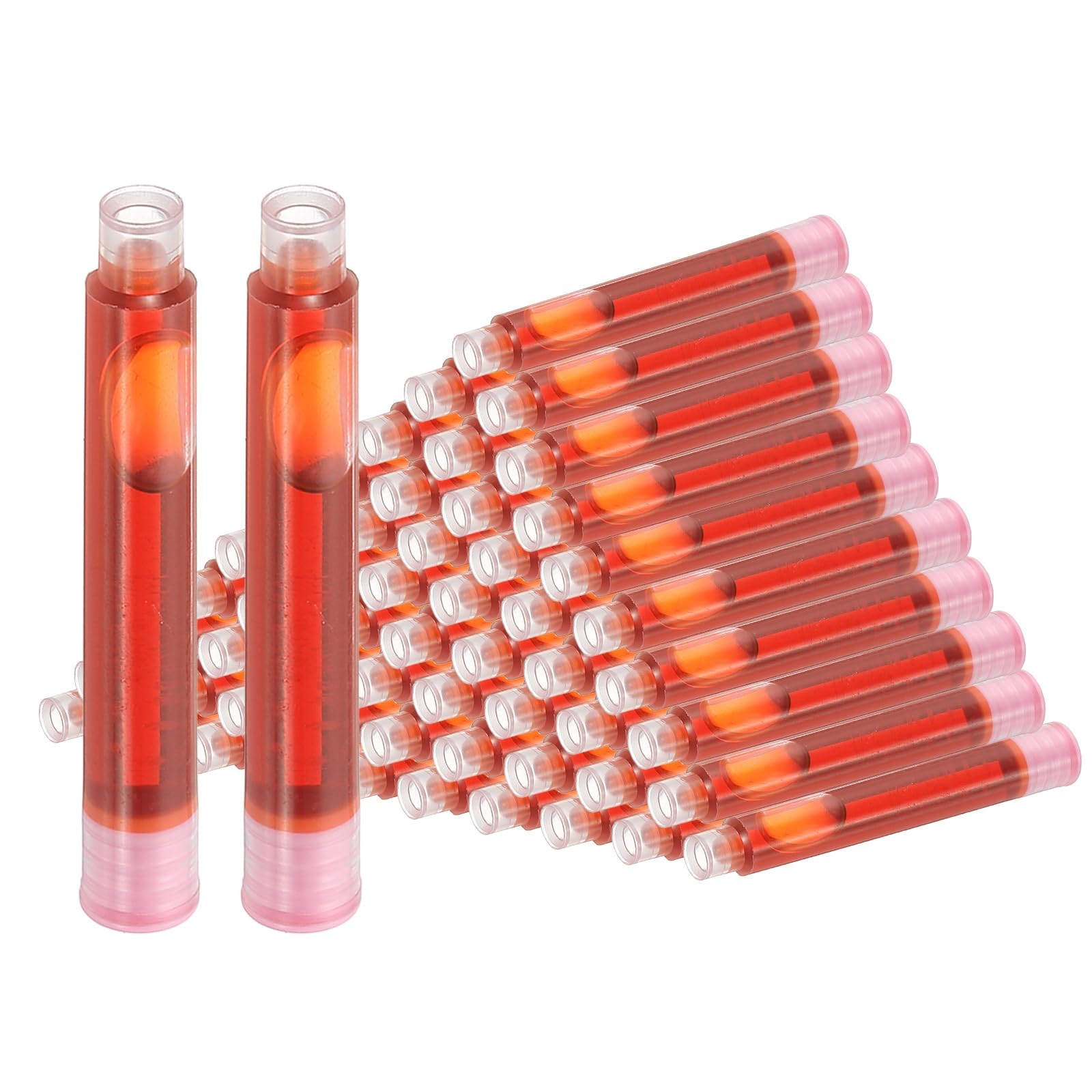 PATIKIL 60Pcs Fountain Pen Ink Cartridges, 3.4mm Bore Diameter Pen Ink Refill Standard International Refill Cartridges for Writing Business, Light Pink