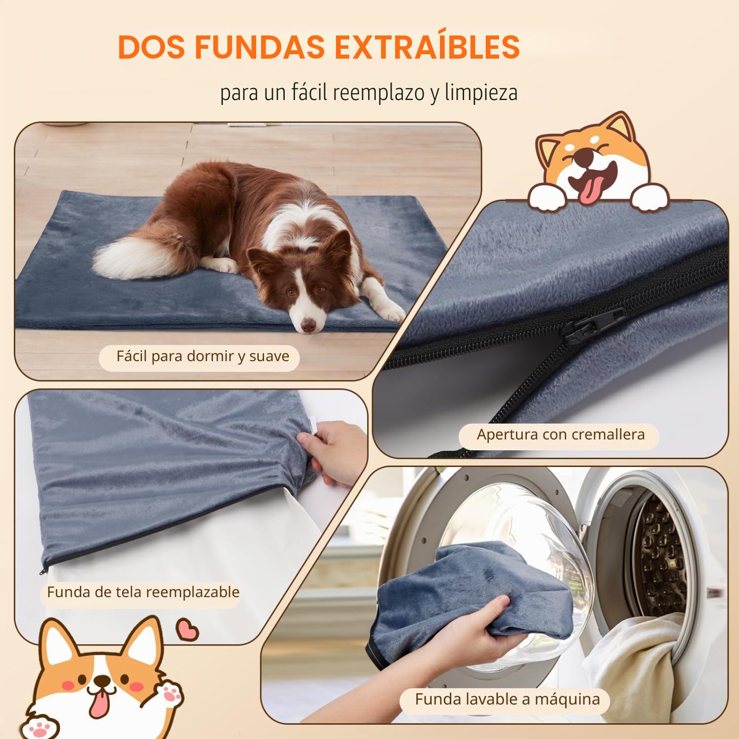 Nobleza Manta Eléctrica para Gatos y Perros Pequeños, Almohadilla Térmica con Temporizador y Temperatura Ajustable, Cama Calefactora con 2 Fundas de Felpa Corta, 45×45 cm