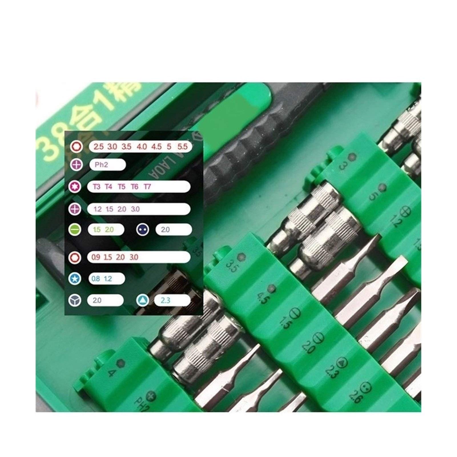 38 in 1 Cacciaviti Set Set di Cavi di precisione Bit Set Laptop Mobile Telefono Strumenti di Riparazione Kit Strumenti precisici Attivide Claral (Color : 38 in 1)