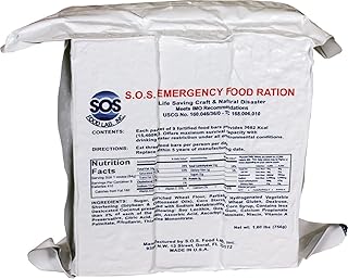 S.O.S. Rations Emergency 3600 Calorie Food Bar - 3 Day / 72 Hour Package with 5 Year Shelf Life Net wt. 1.60lbs (756g) by ...