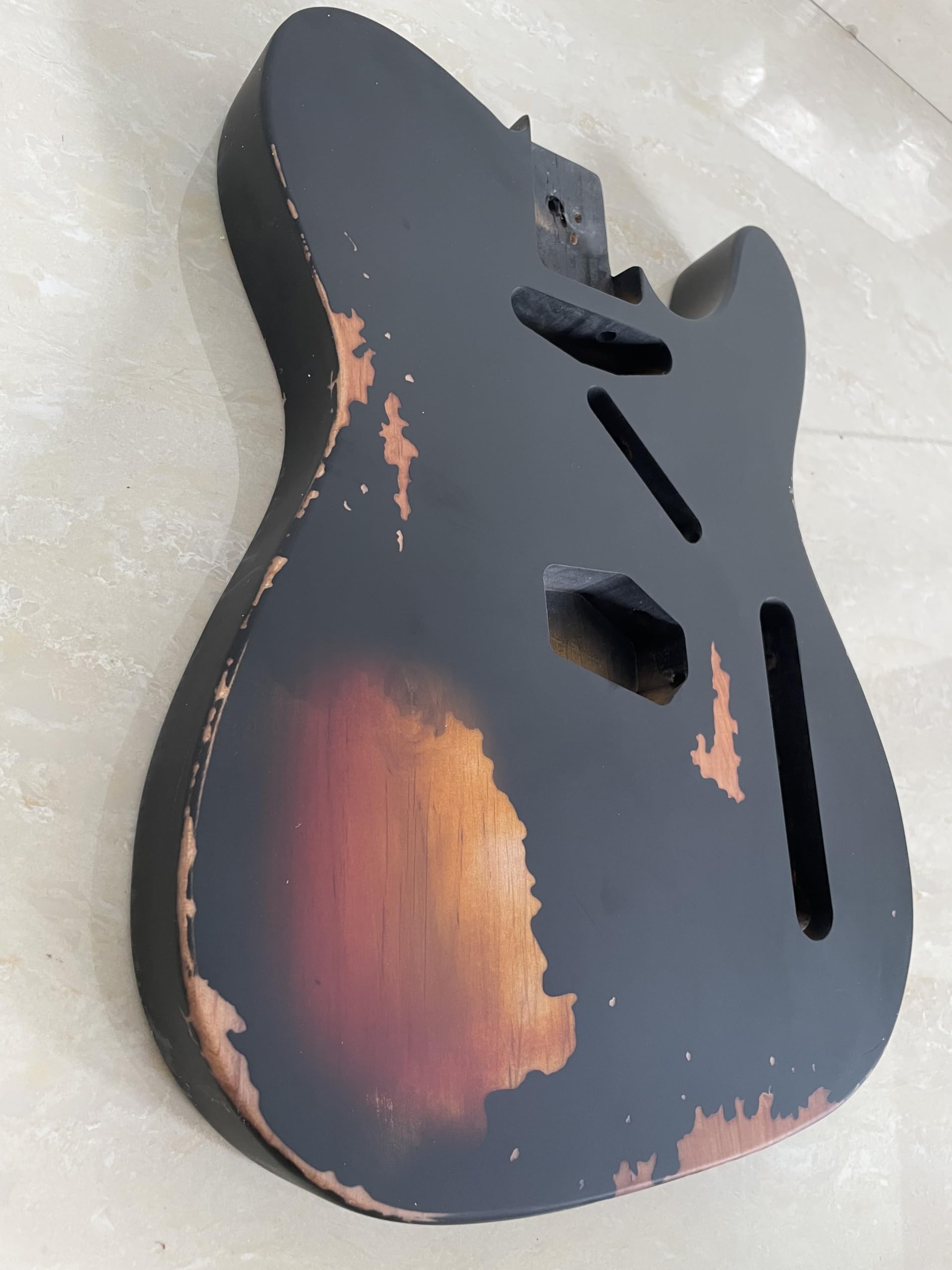 DIY Relic Electric Guitar Body S-S pickups TL Style Nitro Top Alder Wood Guitar Body DIY Relic Guitar Body Black