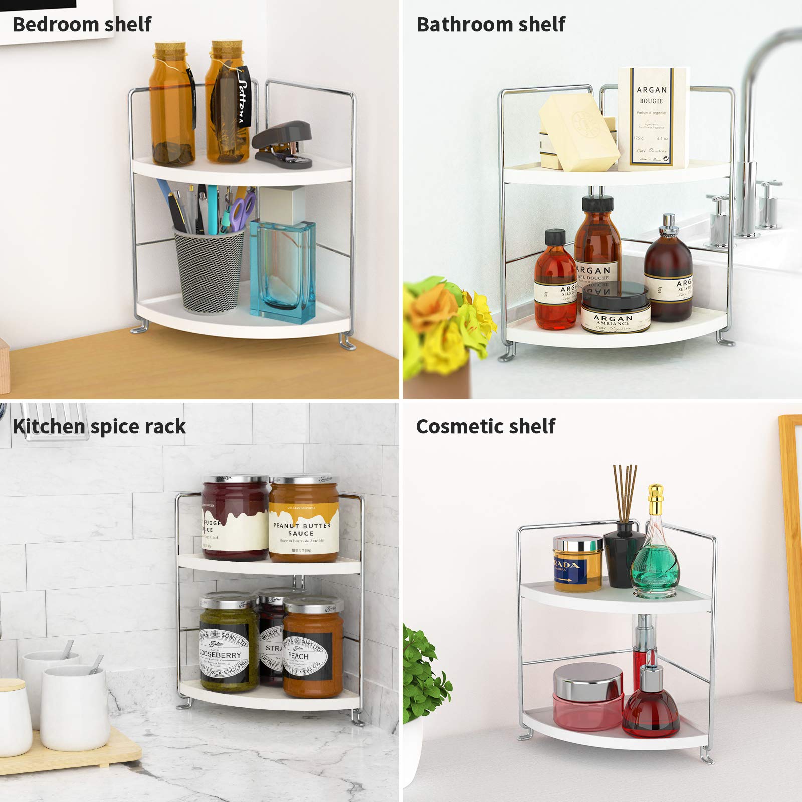 kleankin Mobiletto Bagno a 3 Ripiani con Ripiano Superiore Regolabile