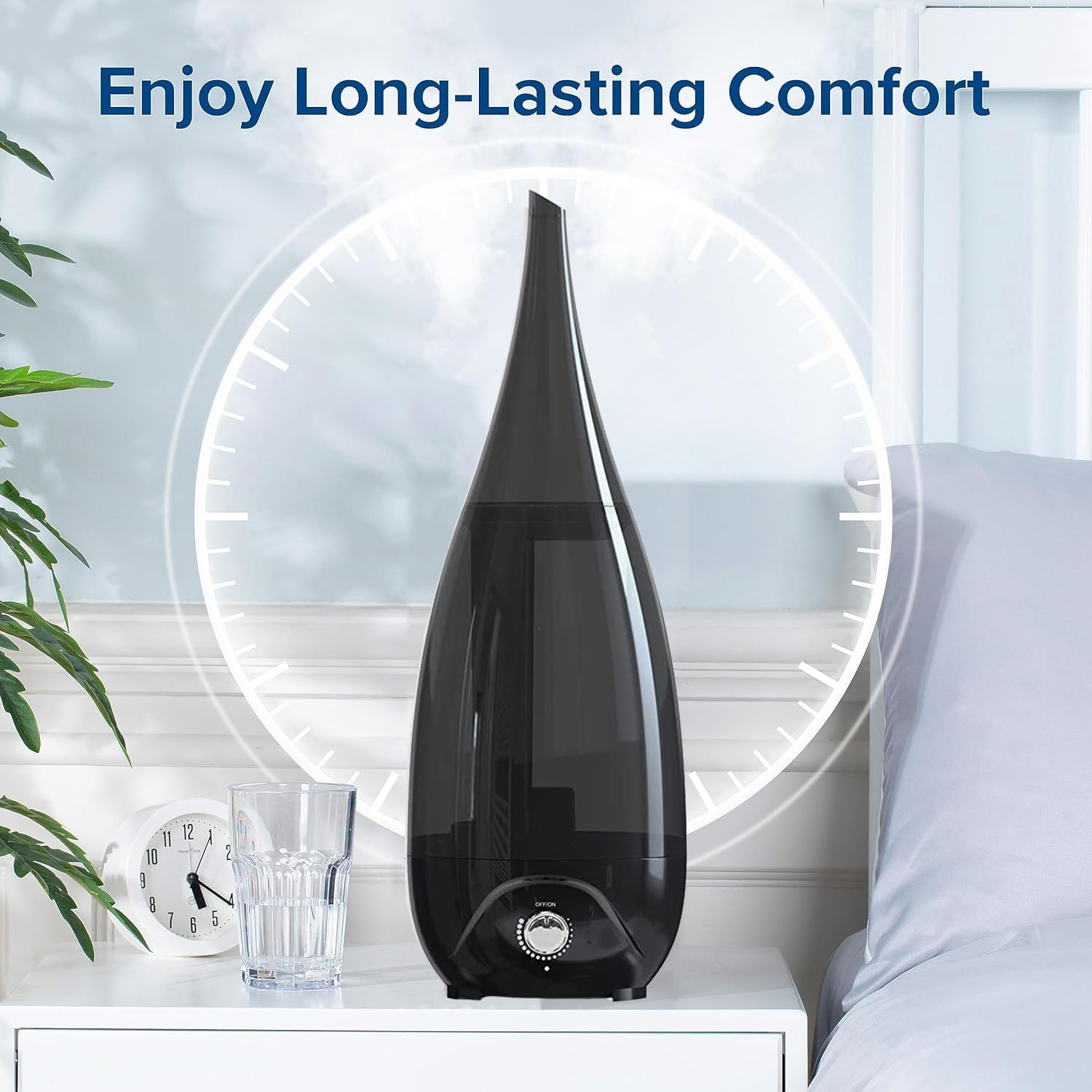 Mobigon 2.6 Litres Humidifier for Room, Cool Mist Ultrasonic Humidifier/Essential Oil Diffuser,Super Quiet 360°Nozzle,Colorful Change,Auto Shut Off&UV Light&,Lasts Up to 24 Hours (C.Black)