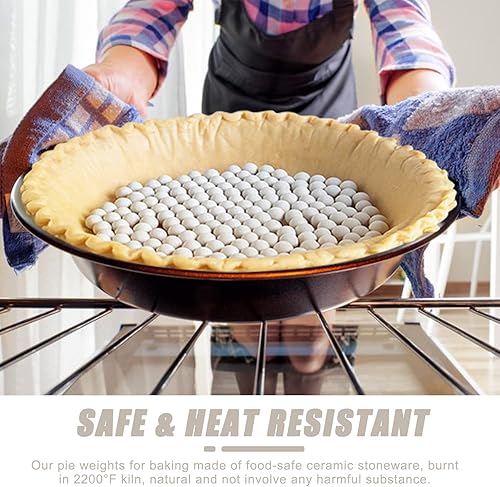 Miniatura 4 de Pesas de cerámica para tartas, 2.2 libras, pesos de pastel de 0.394 pulgadas para hornear ciegos, pesos naturales reutilizables para tartas con