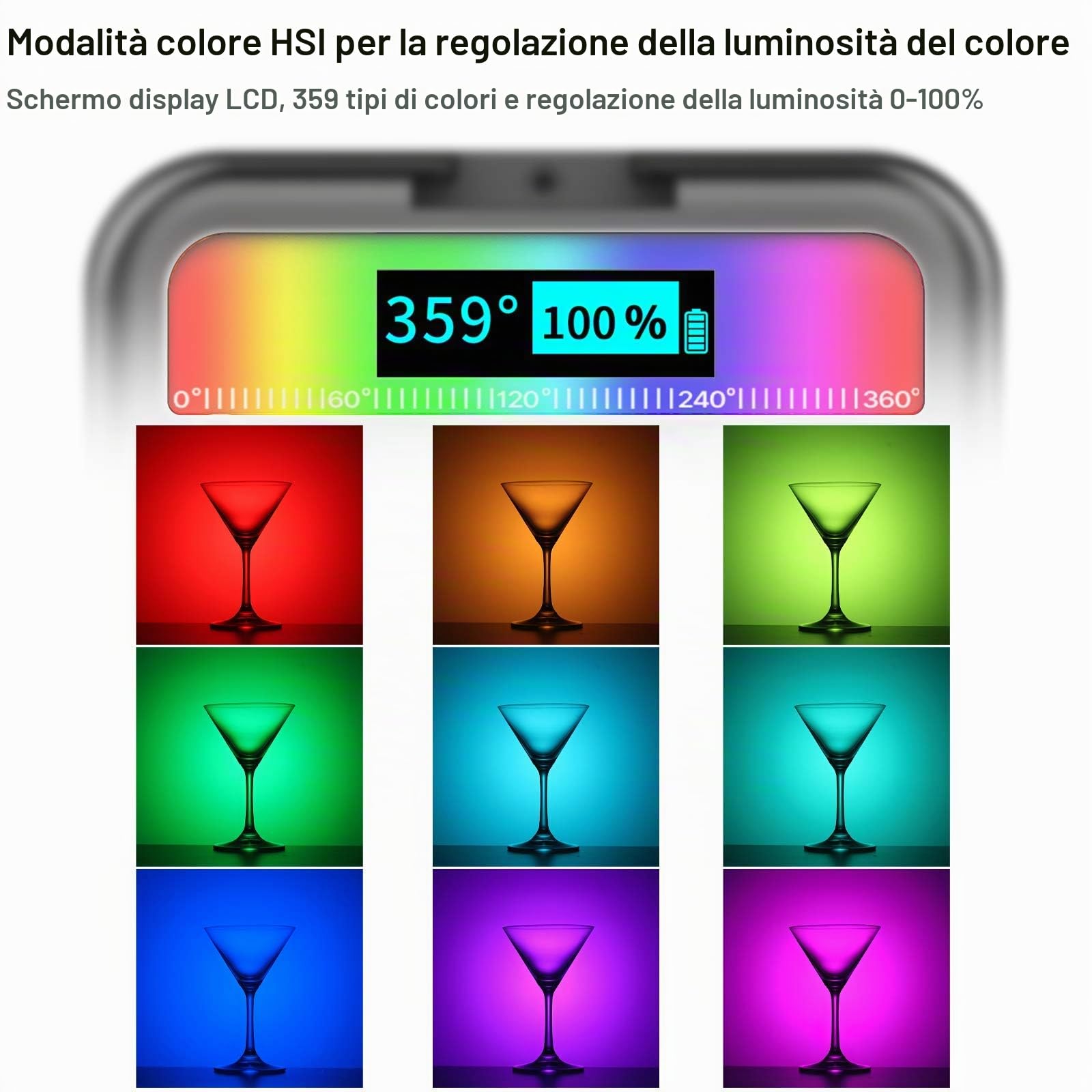 Ulanzi VL49 RGB Mini Multi Color LED lampada video per smartphone e camera, luce di riempimento con temperatura colore regolabile (RGB + 2500K-9000K) e batteria da 2000 mAh per video Vlog Streaming