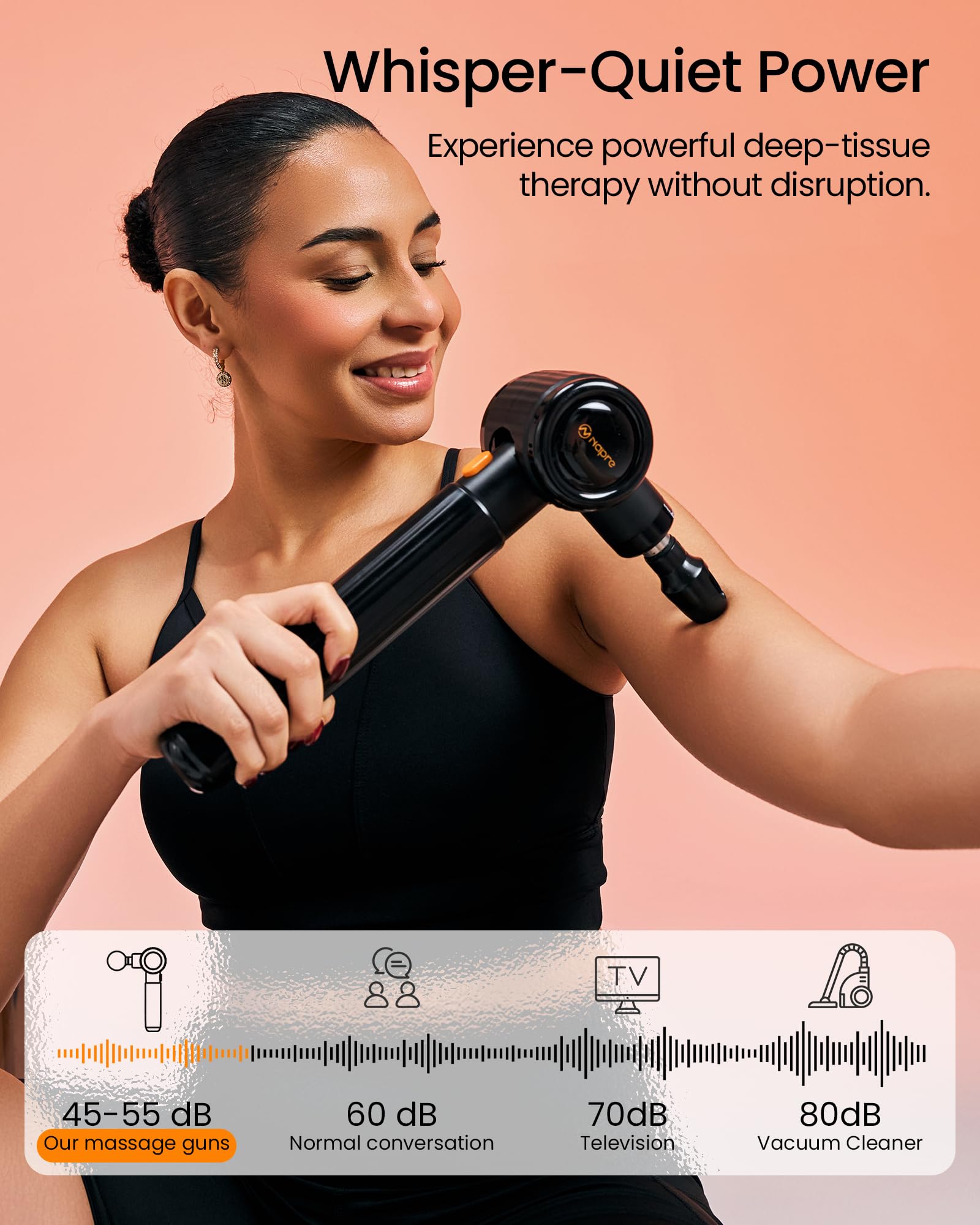 Pistola de Masaje Muscular con Calor y frío,NAPRE Pistola Masaje Muscular Massage Gun con Mango Extensible y 3 ángulos Ajustables, Pistola Masajeadora,Masajeador Muscular Cervical Espalda