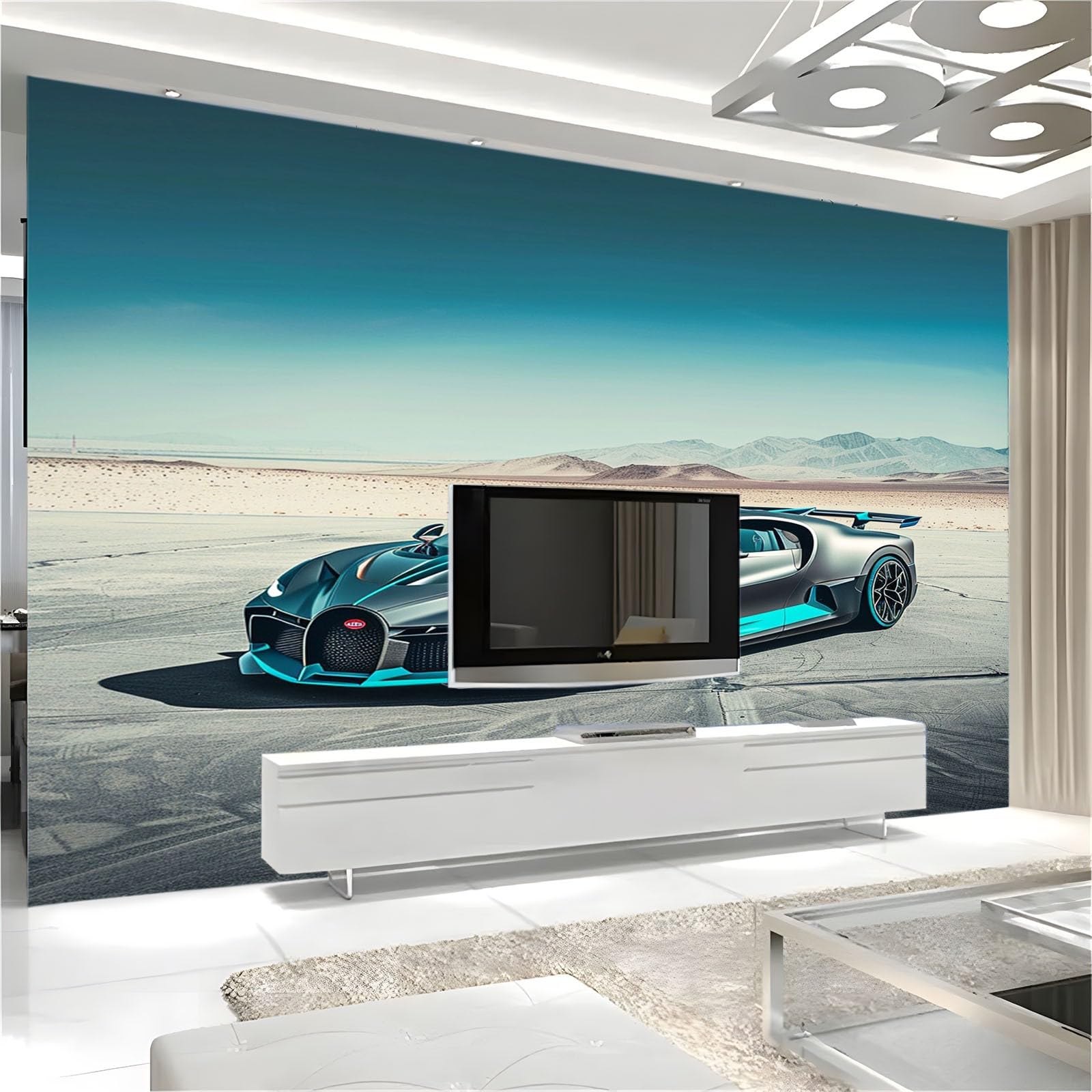 Générique Papier Peint Panoramique Paysage De Voiture De Sport 300 x 210 cm Poster Geant Mural 3D, Tapisserie Photo Peinture Murale, Papier Peint Intissé Fresque pour Salon Chambre Toile Fond TV