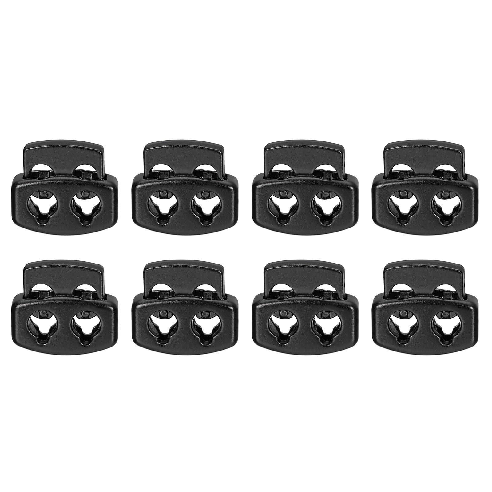 uxcell Spring Cord Lock End Toggle, 8Pcs Double Hole Spring Stopper Alloy Fastener Slider Toggles Clip for Drawstrings, Shoelaces, Bags (Black)