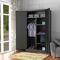 Vista 2 de Letaya Armarios de Almacenamiento de Metal Casillero con Puerta con Cerradura, Guardarropa Independiente de Almacenamiento de Acero para Ropa