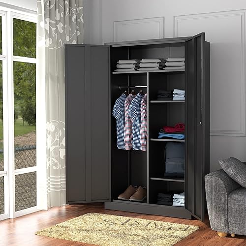 Miniatura 2 de Letaya Armarios de almacenamiento de metal con cajones, casillero para personal con puerta de bloqueo y estantes, almacenamiento de ropa,