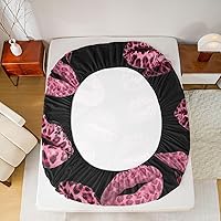 Vista 5 de Feelyou Leopard Print Lips Fitted Sheet Twin Size for Kids Boys Girls Cheetah Print Bed Sheets Set 16" Deep Pocket Soft Breathable Microfiber