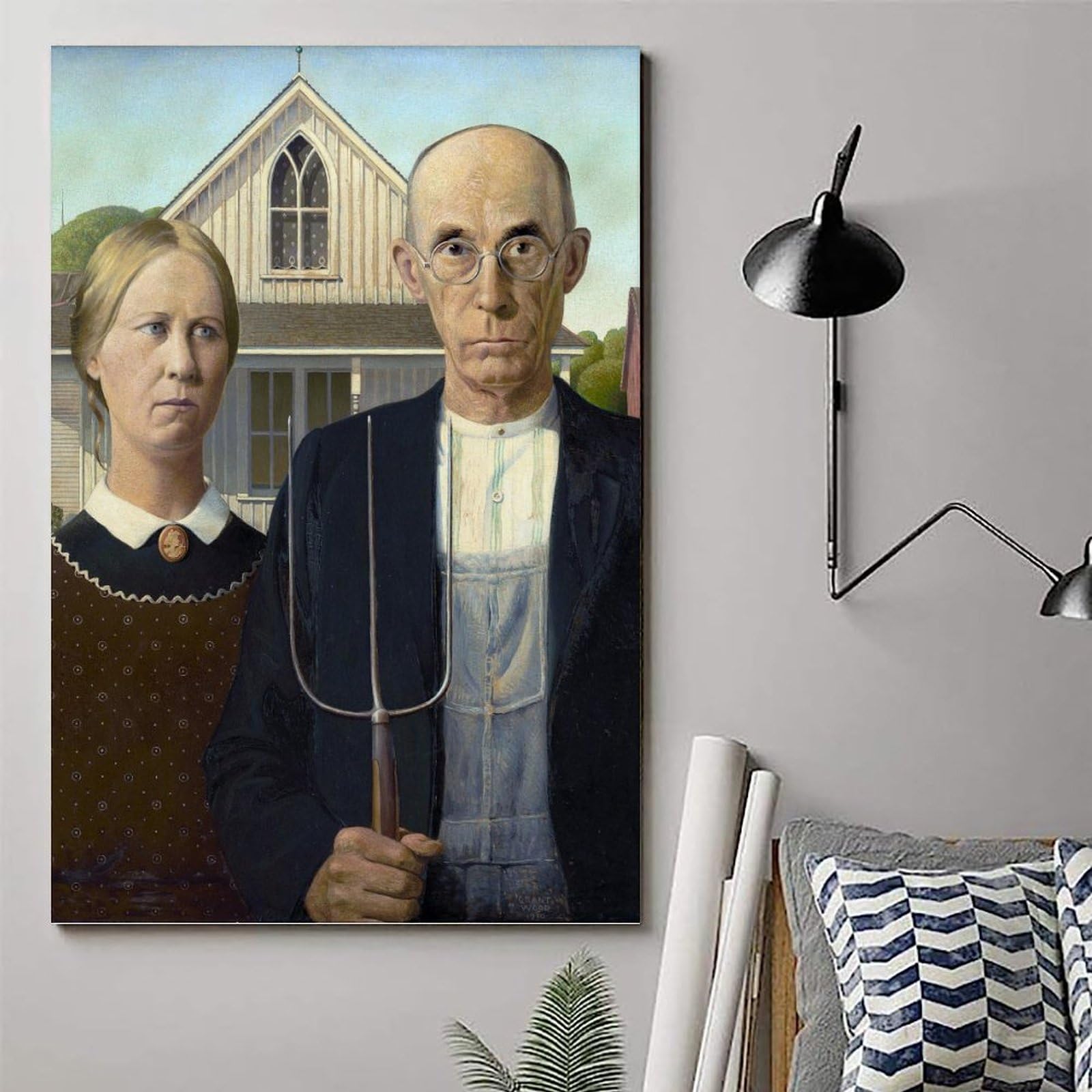 Amazon.com: YFENGHH Grant Wood Paintings American Gothic Canvas
