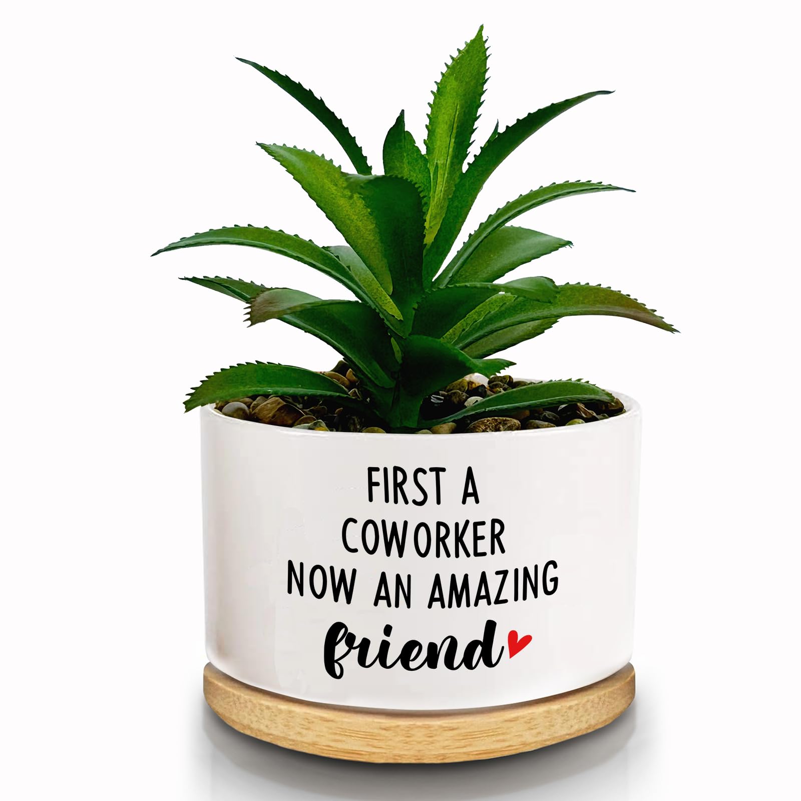 FZTUON Thank You for Helping Me Grow Succulent Planter Pots with Bamboo Tray, Indoor Planter for Women Men, Friends