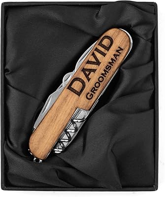 Daylor Engraved Wood Pocket Folding Knife Multi Tool Gift Box Custom Personalized