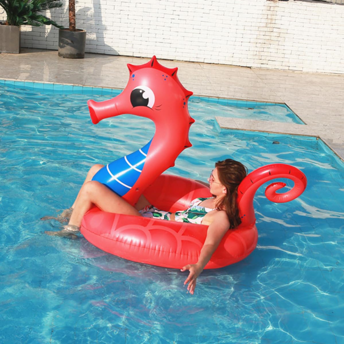 Bouée Gonflable pour Adulte en PVC, Fête Estivale, Rouge