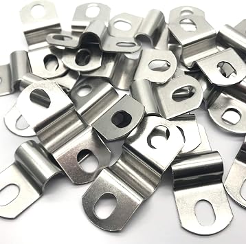6mm(0.24) Two Hole U-Bracket Thicken Pipe Strap Clip,Stainless Steel Heavy Duty Pipe Strap Clamp for Tube, Pipe or Wire Cord Installation 20Pcs