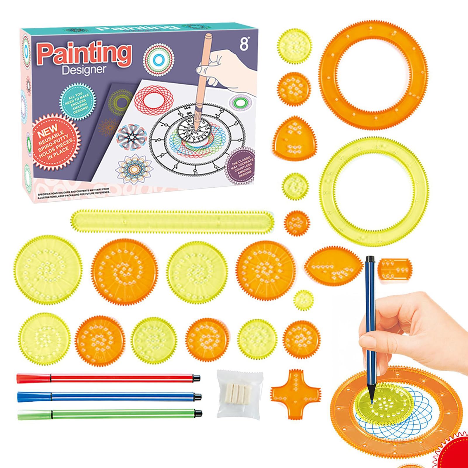 9 PZ DISEGNI geometrici modelli stencil modelli di misurazione plastica