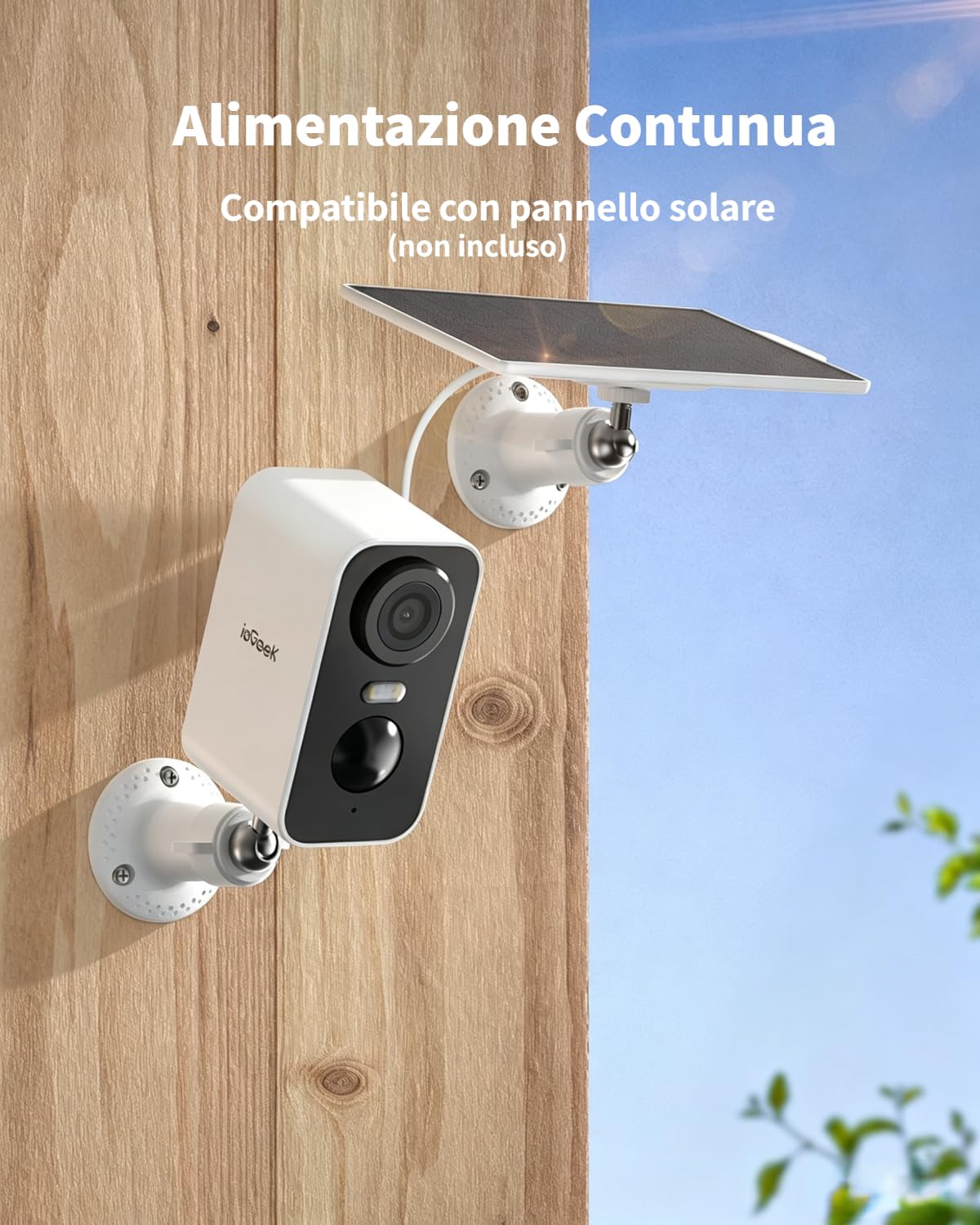 ieGeek 2K Telecamera Wi-Fi Esterno/Interno Senza Fili a Batteria 5200mAh | Facile da Usare, Riflettore e Sirena, Visione Notturna a Colori, Rilevamento Movimento PIR, 2 Vie Audio, SD/Cloud, IP65