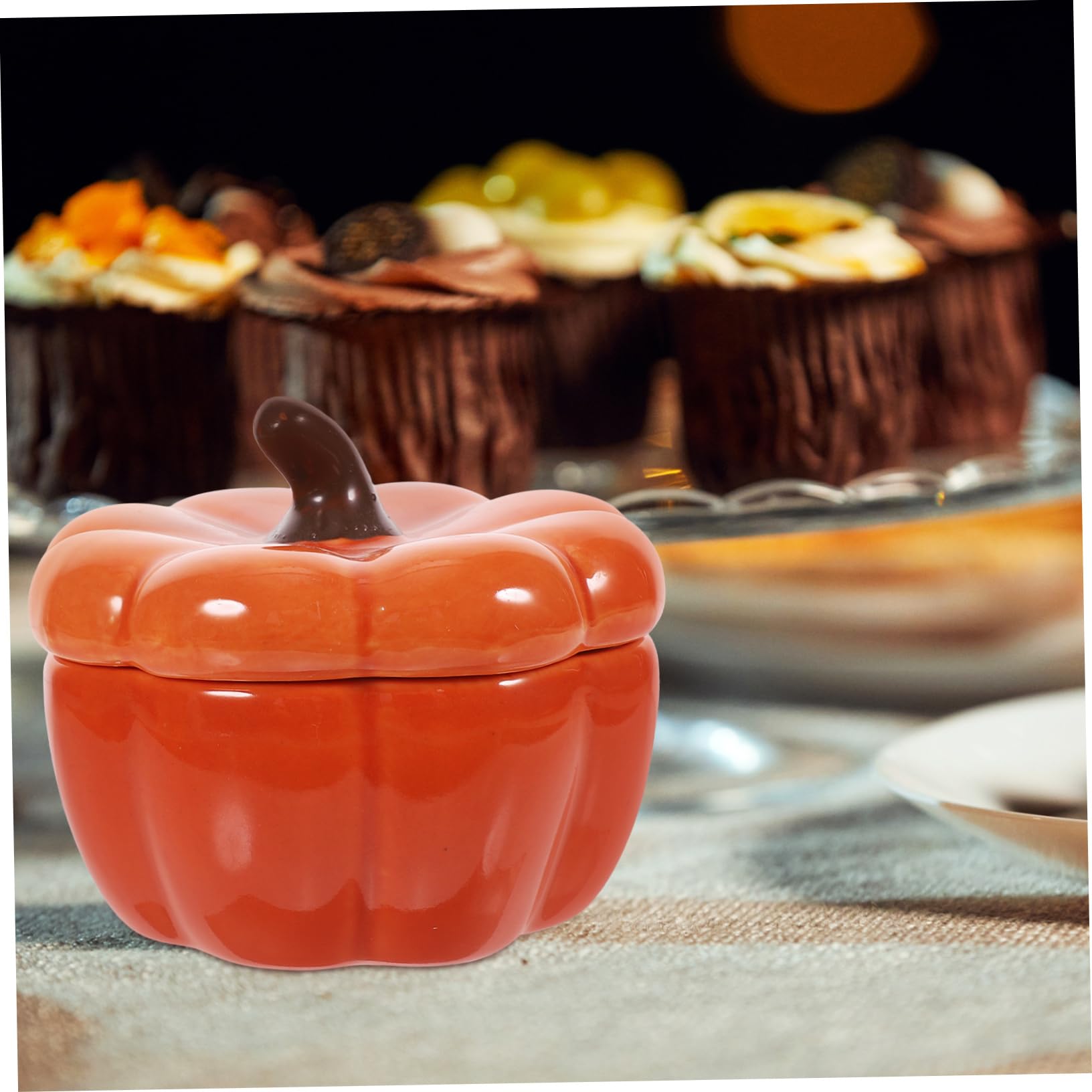 Ciieeo 1 Pieza Soporte para Velas de Calabaza de Cerámica Naranja Decoración de Halloween Portavelas Estable y Práctico para Mesas y Hogar