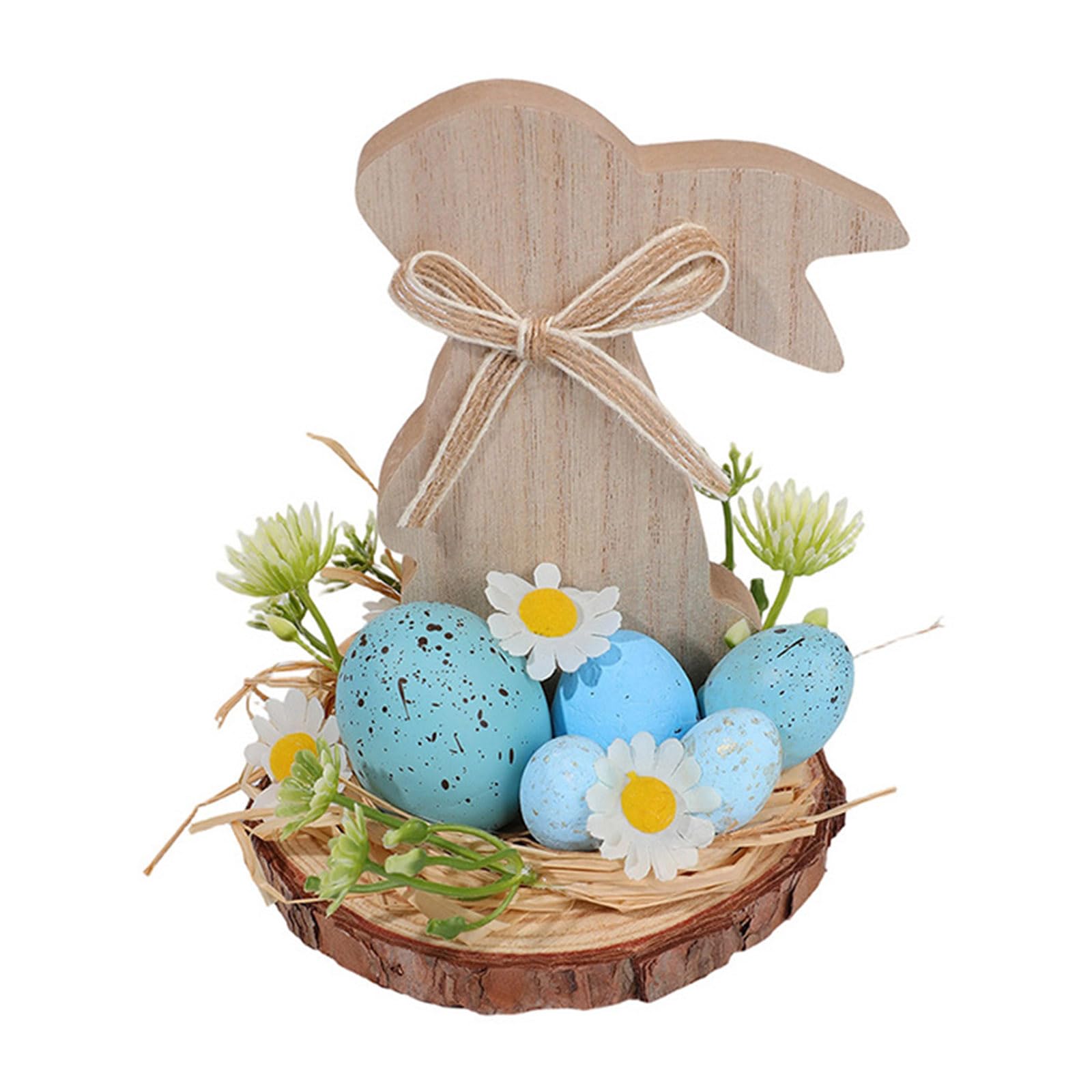 carotoe Wood Easter Hare Ornament Wooden Animal Sculpture Festival Decoration for Mantels Holiday Party Tabletop Centerpieces Easter Wooden Hare Decoration