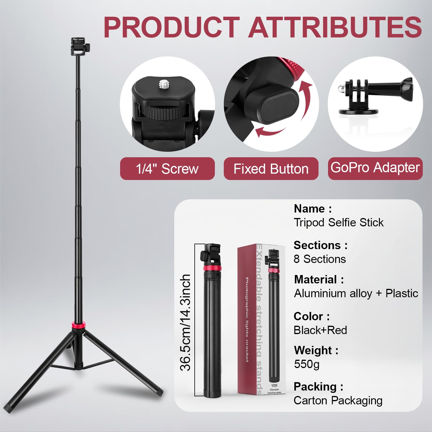 200cm Asaiy Selfie Stick Stativ Ausziehbar Leichtes Einbeinstativ