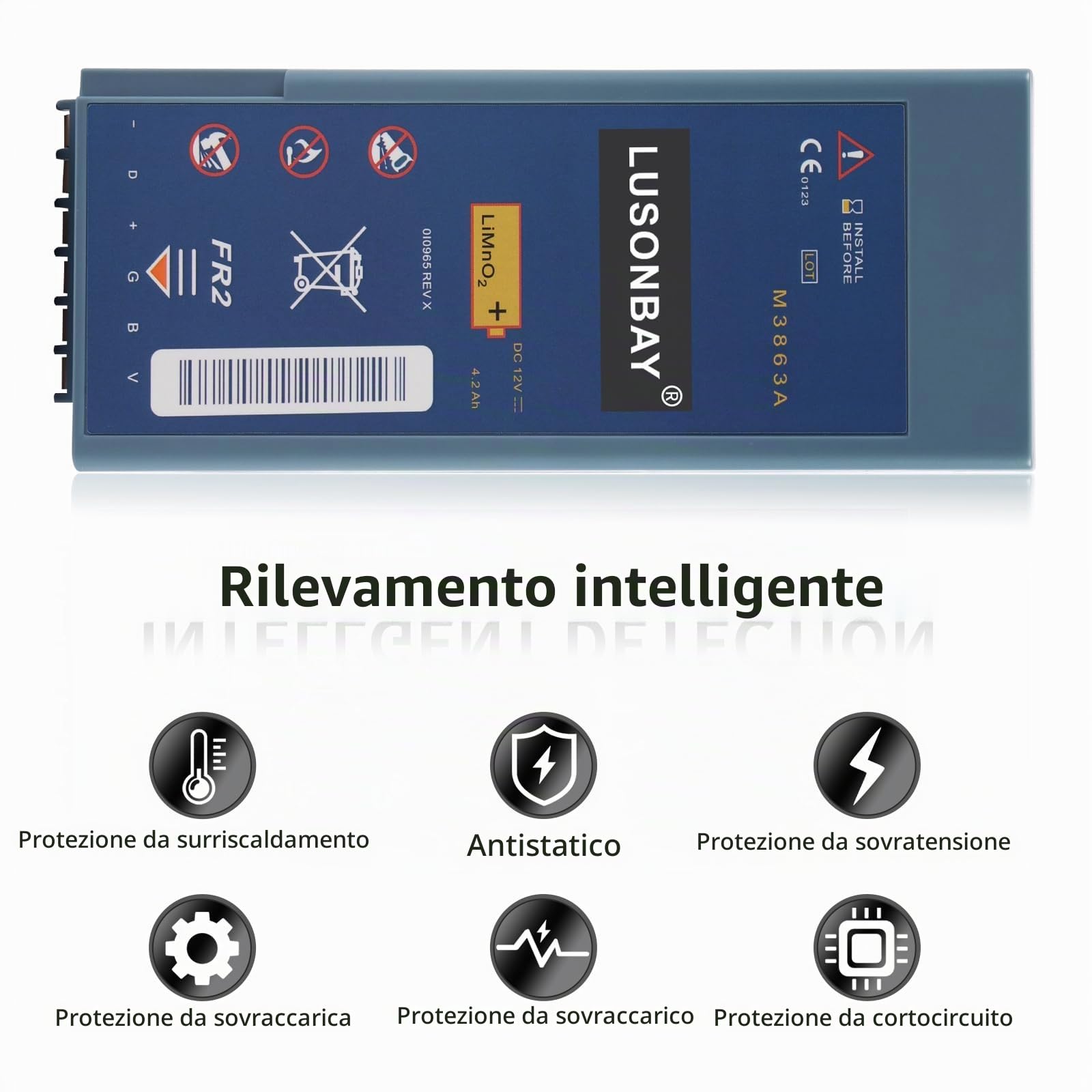 M3-863A Battery Compatible with FR2 AED Defibrillator Battery M3860A M3861A M3840A 12V 4.2Ah 50.4WH