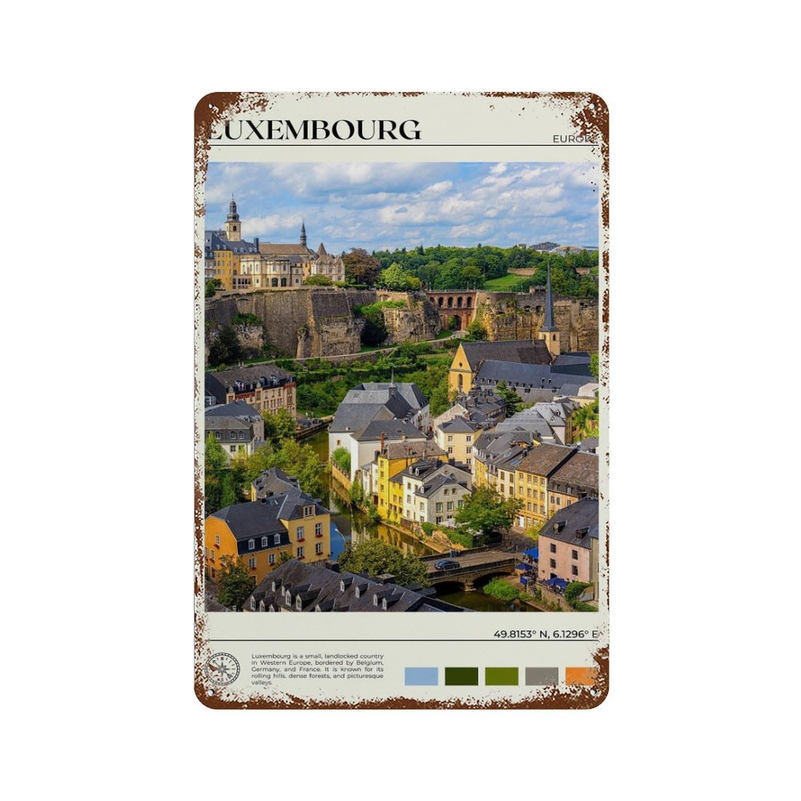 xiaoxiaoshen Real Photo Luxembourg Decor Wall Decor Art Metal Tin Poster Modern Home Decor Art Home Bar Shop Decorations Vintage Sign 30x20cm