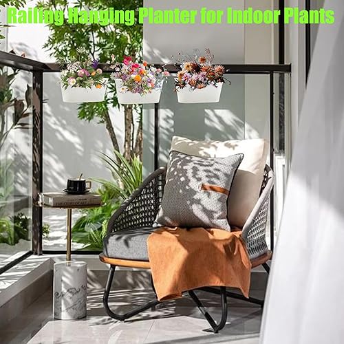 Miniatura 10 de Macetero colgante de metal con ganchos desmontables, macetas para ventana, barandilla, soporte para macetas, macetas colgantes para balcón al aire