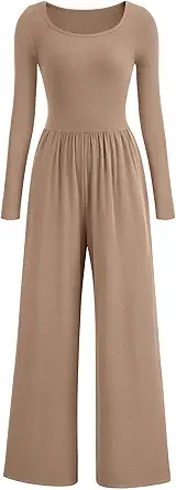 PRETTYGARDEN Womens Jumpsuits Dressy Casual Fall Fashion 2025 Trendy Long Sleeve Wide Leg Rompers Spring Work Office Outfits