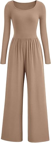 PRETTYGARDEN Womens Jumpsuits Dressy Casual Fall Fashion 2025 Trendy Long Sleeve Wide Leg Rompers Spring Work Office Outfits