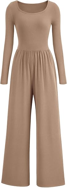 PRETTYGARDEN Womens Jumpsuits Dressy Casual Fall Fashion 2025 Trendy Long Sleeve Wide Leg Rompers Spring Work Office Outfits