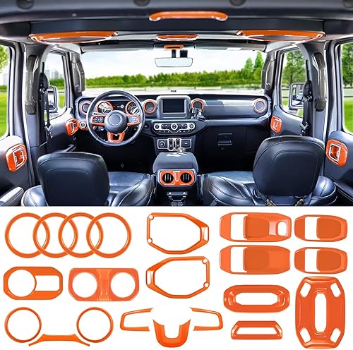 Juego de 21 piezas de decoración interior para Jeep Wrangler JL JLU 2018-2022 y Gladiator JT 2020-2022  Interruptor de luz de lectura para el