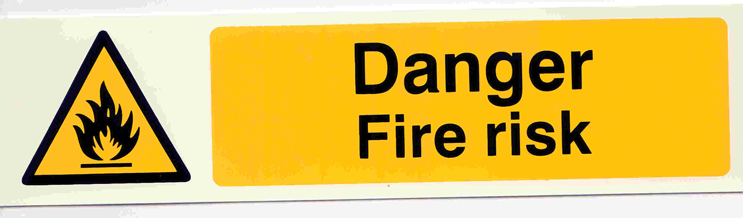 Danger Fire Risk Sign - Health & Safety - Self-Adhesive PVC - 200mm x 50mm