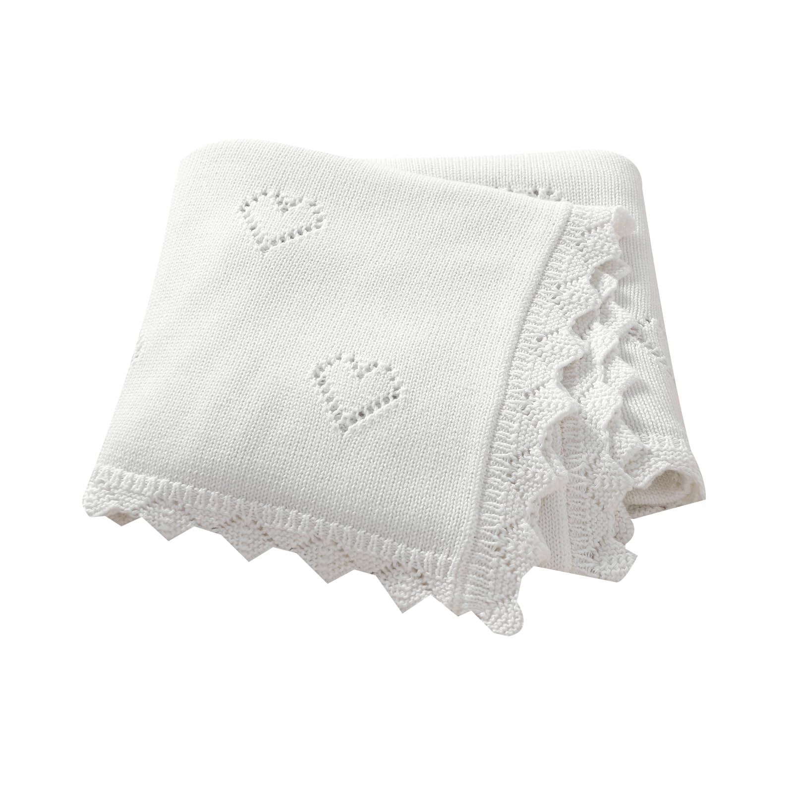mimixiong Cellular Blanket Newborn Knitted Soft Cotton Baby Blanket for Newbron Baby Boy Girls 100x80cm (White)