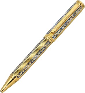 Xezo Legionnaire Gold Plated Twist Pen Ball in 18k Gold. Diamond Cut Engraving