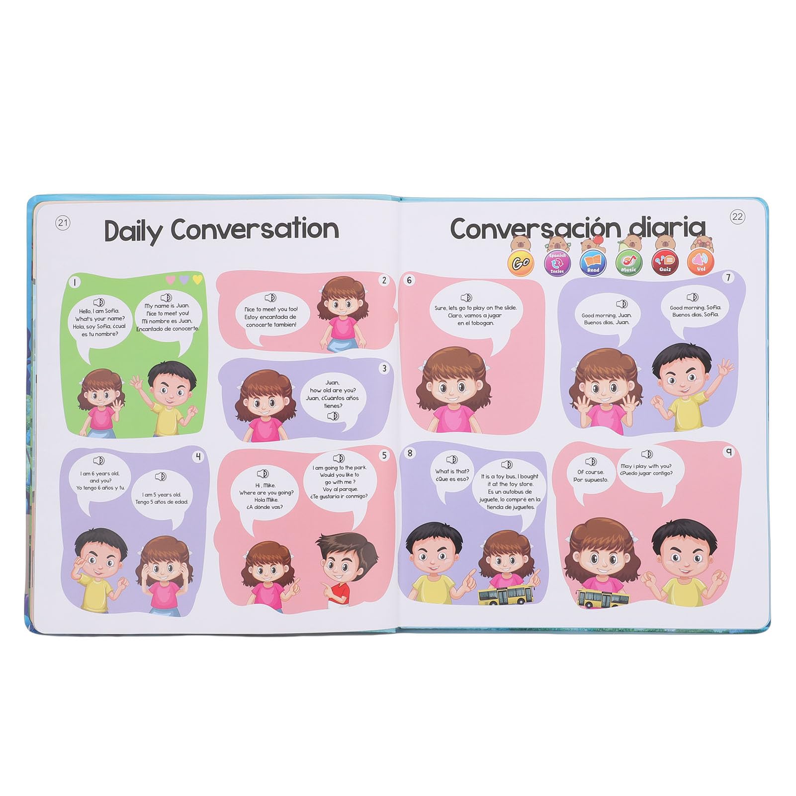 Generic Coinvolgente Libro Sonoro Bilingue Spagnolo-inglese per Bambini con Ricchi Accompagnamenti Musicali per L'apprendimento in età Prescolare