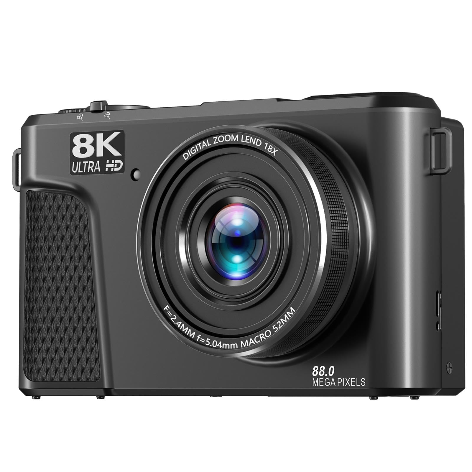 Goshyda Aparat Cyfrowy 8K, Aparat UHD 88MP z kontrolą Wi -Fi, 18 -krotny Aparat Zoomu do Vlogowania z Ekranem 3 Cali 180 °, Autofokus do Wideo na żywo (BLACK)