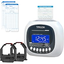 Time Clock for Employees Small Business, 6 U.S. Time Zones, Automatic Daylight Saving & Auto Time Update, Punch Card Time Recorder with 6 Punches Per Day-50 Time Cards and 2 Ribbons White-3