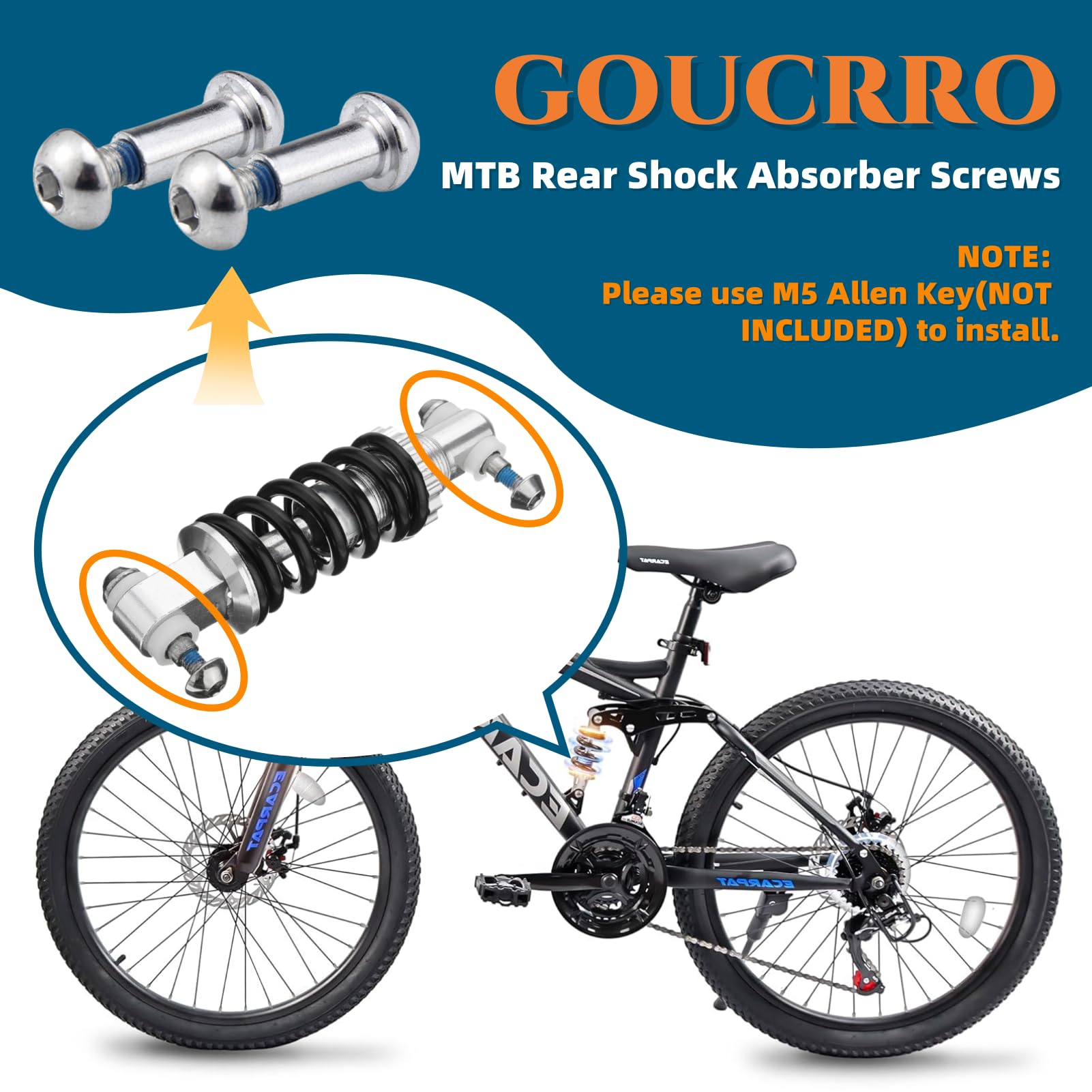 Viti ammortizzatori posteriori MTB, 25-86 mm, sospensioni complete, bulloni M8 semicircolari a esagono incassato, viti di bloccaggio, 4 set (argento, 86 mm)