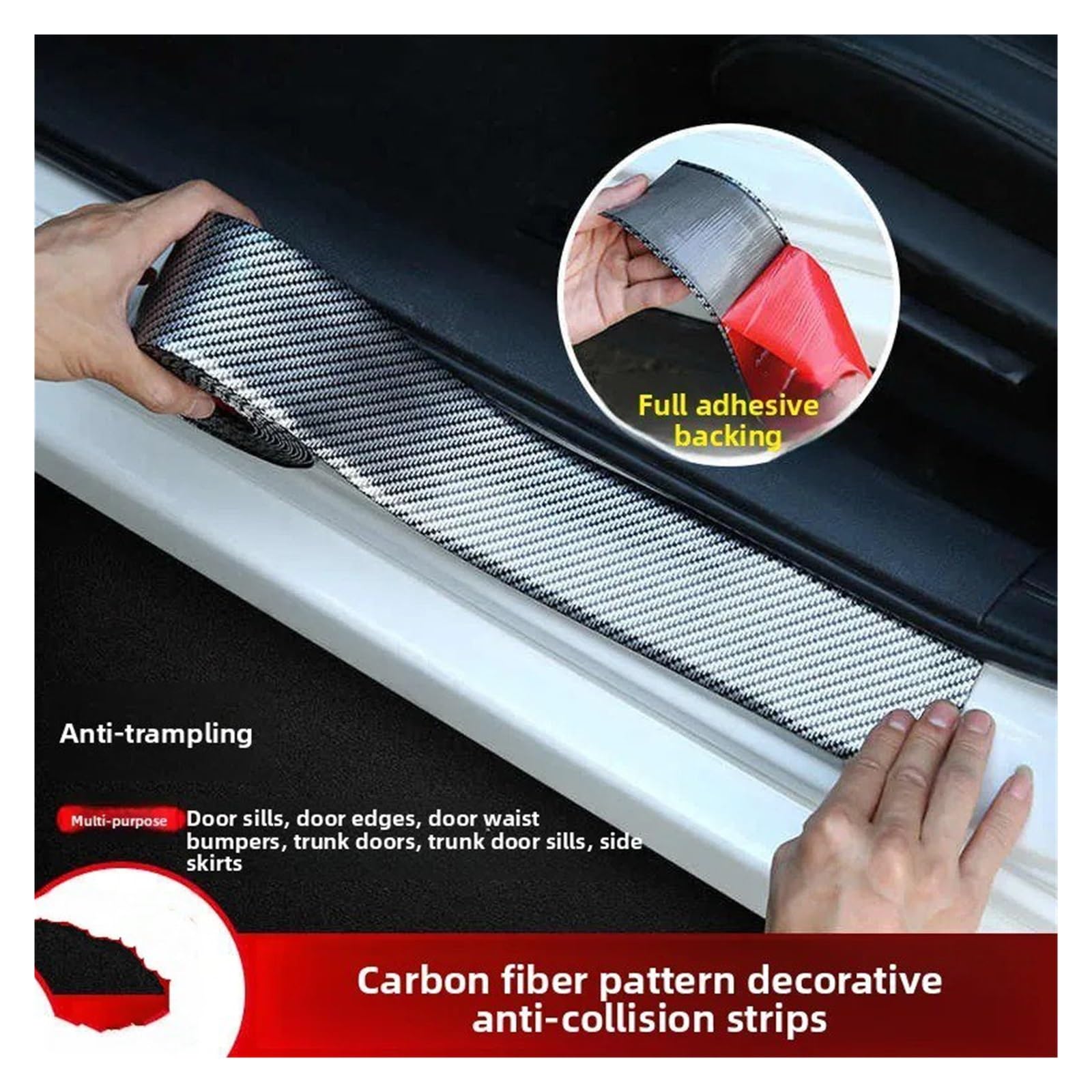Strisce Di Protezione Del Davanzale Della Portiera Dell'auto Adesivo Anticollisione Per Paraurti Automatico In Fibra Carbonio Protezione Bordi Portiere(Carbon Fiber 7cm)