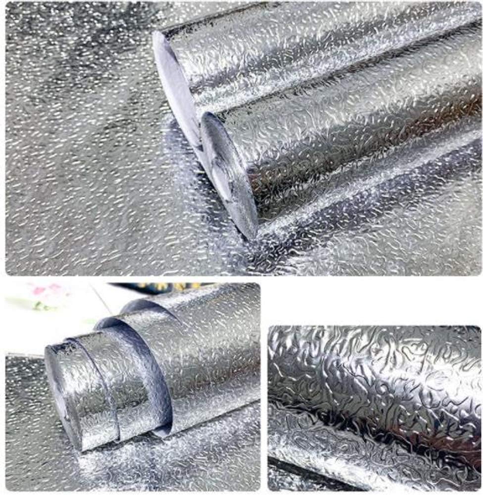 Lrjqj 壁紙シール アルミシート ステンレスシート 耐熱シール銀 金属 壁紙 キッチン 防水防油防汚 食器棚シート リメイクシート A 装飾 Diy 通販激安 はがせる インテリアシール カッティングシート リフォームシート 300cm 60