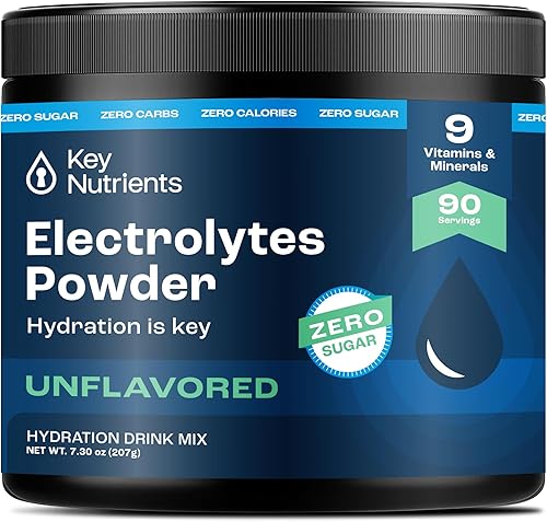 KEY NUTRIENTS Electrolitos en polvo sin azúcar - Polvo de electrolitos sin sabor - Polvo de electrolitos Keto - Electrolitos sin sabor - Polvo de