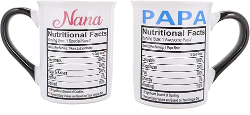 Cottage Creek Taza de Nana Papa, regalos de Nana Papa, juego de tazas de 2 piezas para abuela y papá, anuncio de embarazo para abuelos, tazas de