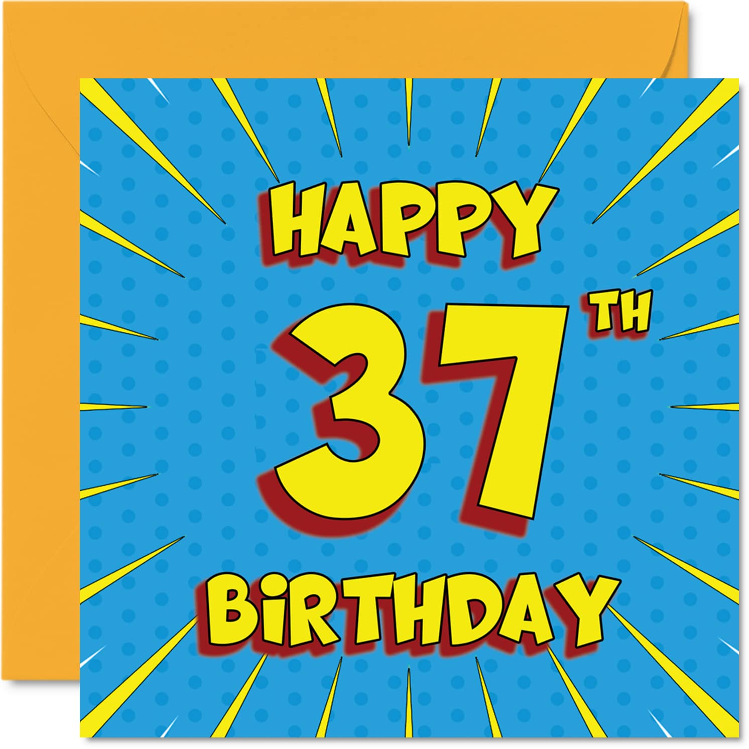 Fun 37th Birthday Cards for Men Woman, Comic Book