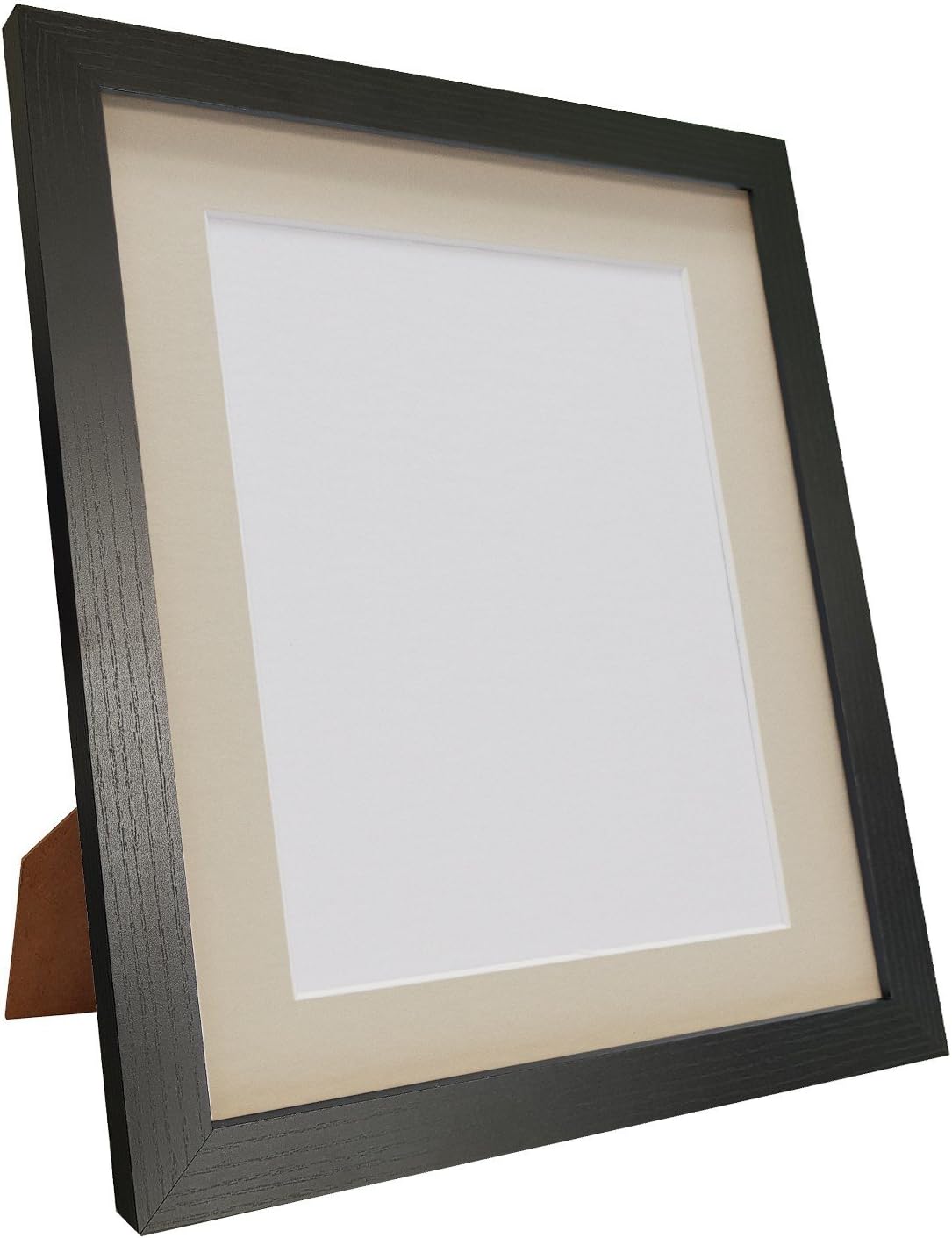 FRAMES BY POST H7 Picture Photo Frame, Black Ash with Ivory Mount, 50 x 40 Image Size 40 x 30 cm, Plastic Glass