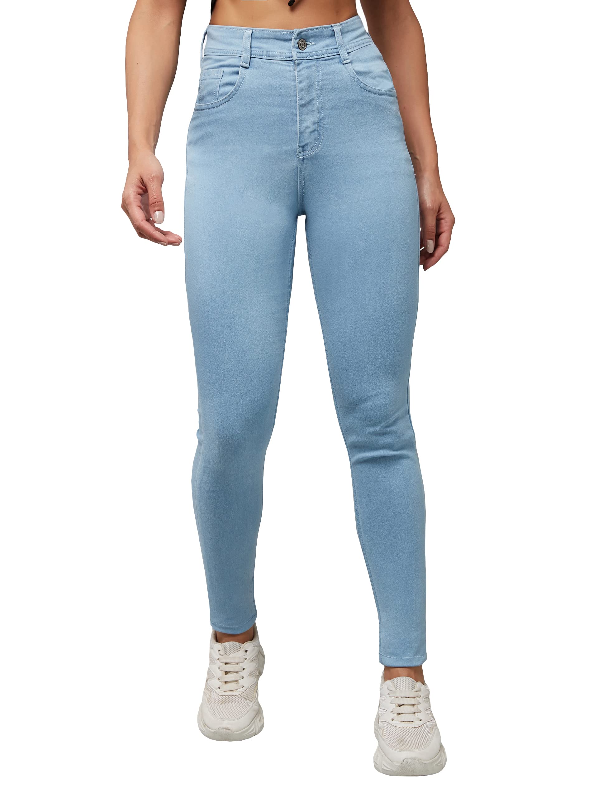 Miss Chase Women's Skinny High Rise Regular Length Ice Wash Denim (Plus Size) Jeans (MCAW17DEN02-03-158-26, Light Blue,