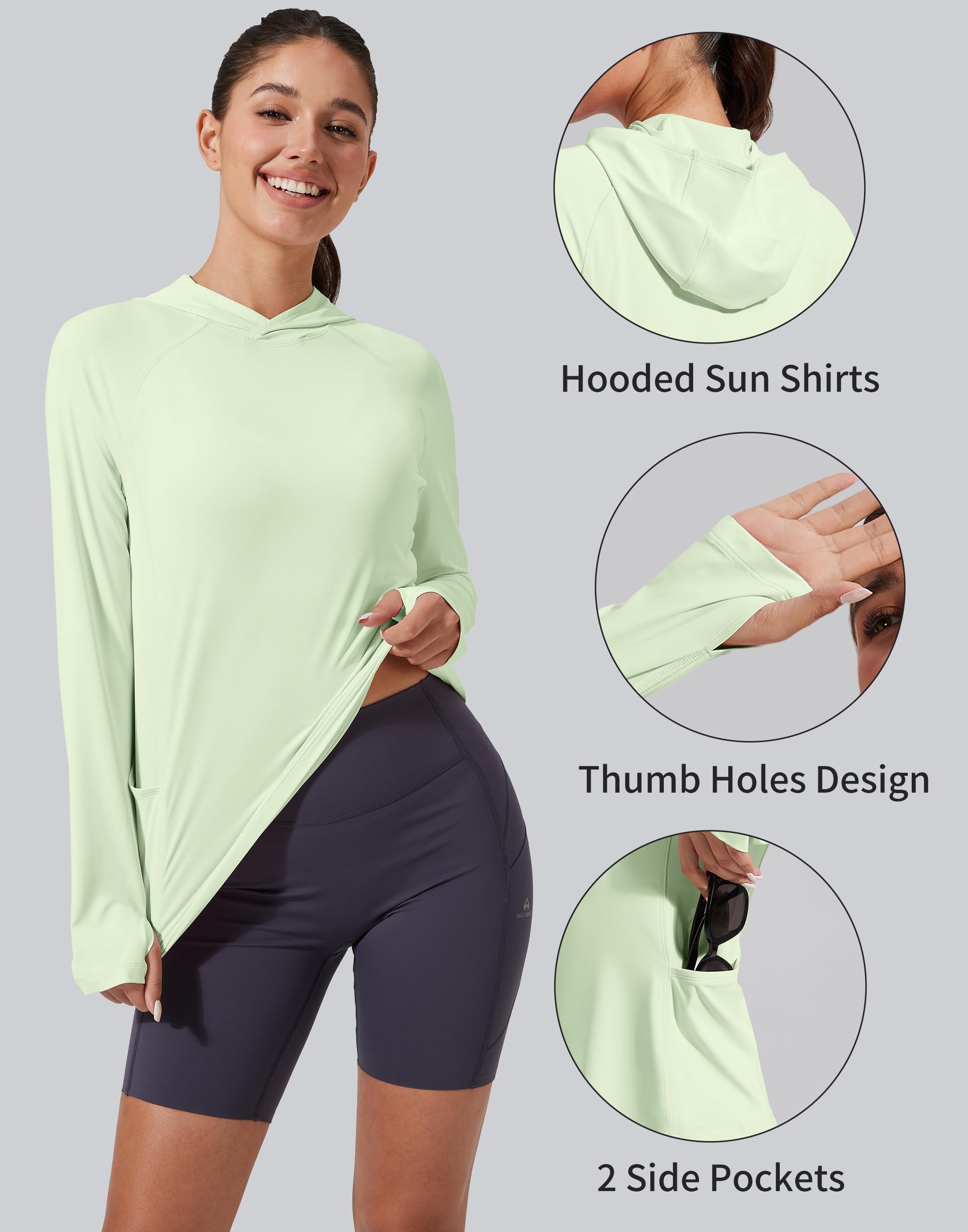 Pioneer Camp Sweat à capuche à manches longues avec protection solaire UPF 50+ pour femme - Manches longues - Pour la pêche, la randonnée, l'extérieur, les UV