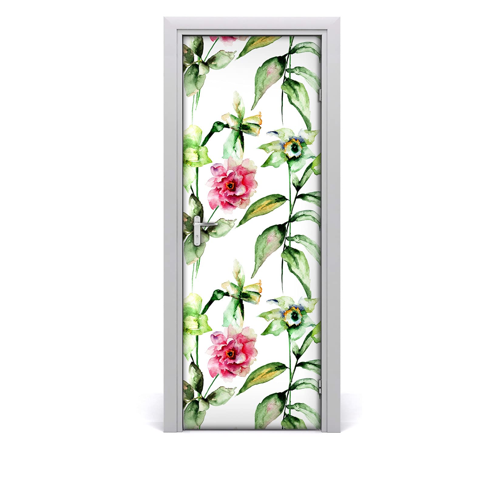 Vinilo para puerta de flores salvajes de 70x200 cm adhesivo y lavable para decoración