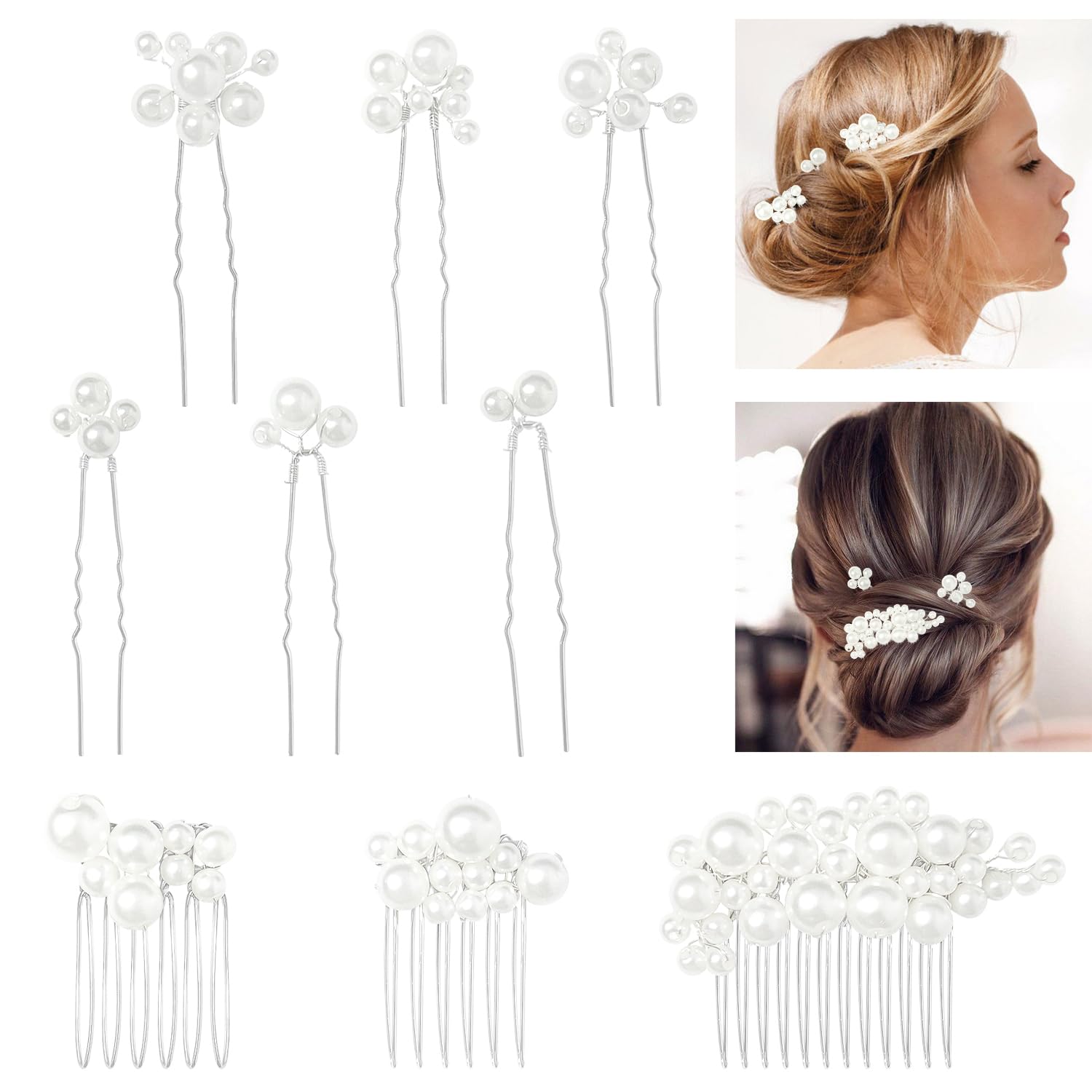 13 Pcs Pearl Hair Pins, Bridal Hair Accessories for Women Elegant Wedding Hair Accessories with Pearls - Image 2